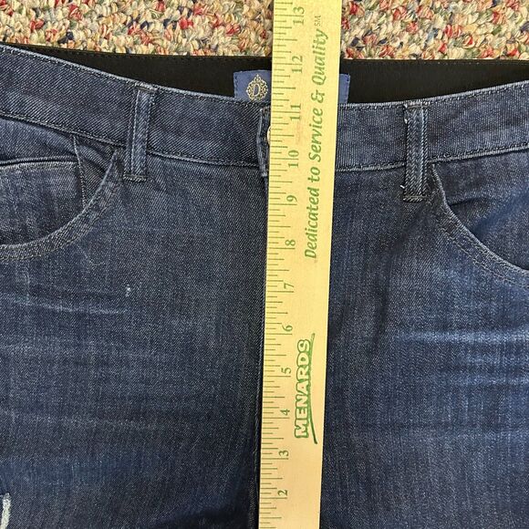 Democracy Blue Med-Dark Wash Mid-Rise Ab-Solution Raw Hem Cropped Jeans Size 14 - Picture 13 of 15